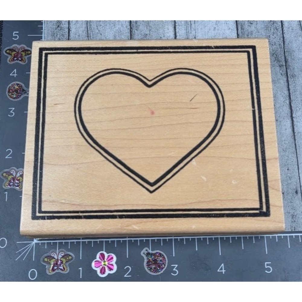 Alias Smith & Rowe Framed Heart Love Rubber Stamp Wood #D1